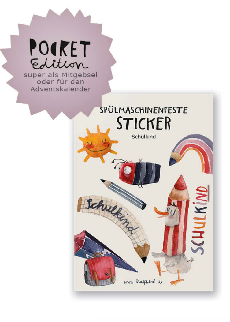 spülmaschinenfeste Sticker "Schulkind" | Pocket Edition Halfbird