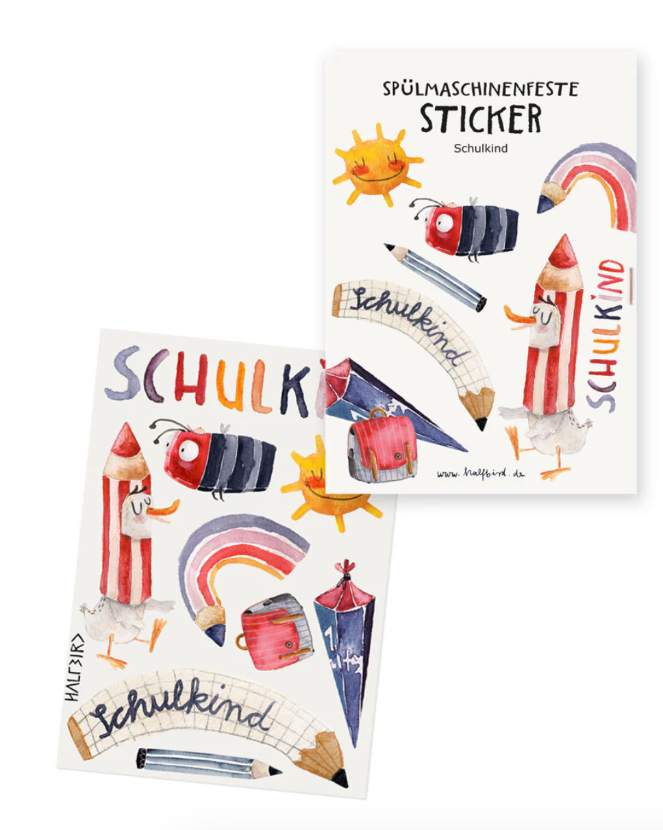 spülmaschinenfeste Sticker "Schulkind" | Pocket Edition Halfbird