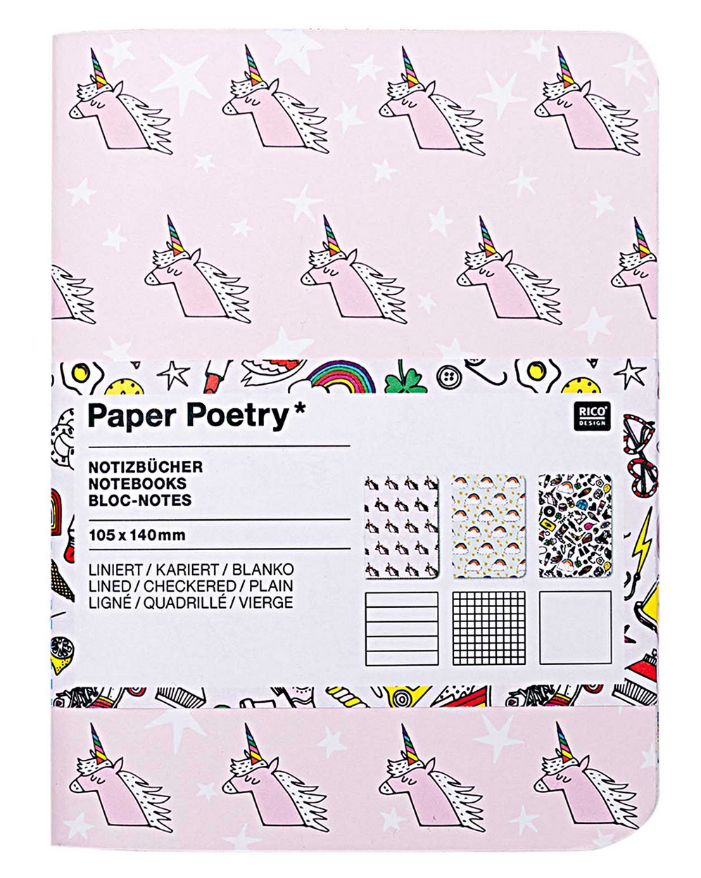 Paper Poetry Notizbücher Magical Summer A6 40 Seiten 3 Teilig