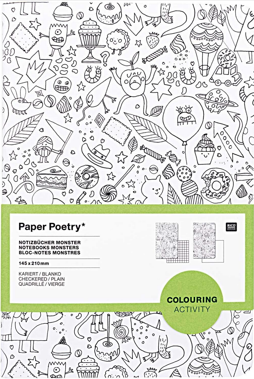 Paper Poetry Notizbuch A5 zum Ausmalen 2 Stück