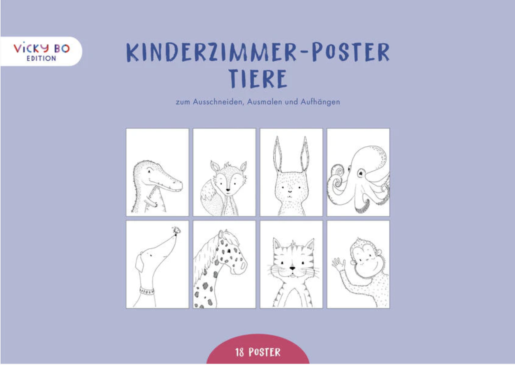 Kinderzimmer-Poster - Tiere. Zeichnungen zum Ausschneiden, Ausmalen und Aufhängen